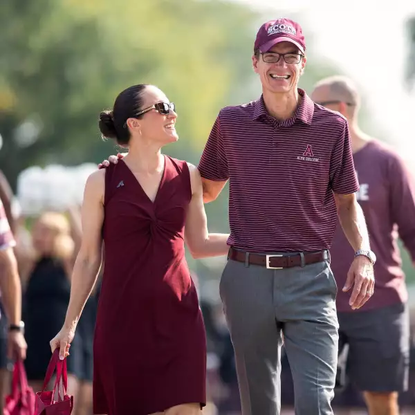 Alma College President Jeff Abernathy is pictured with wife Courtney.