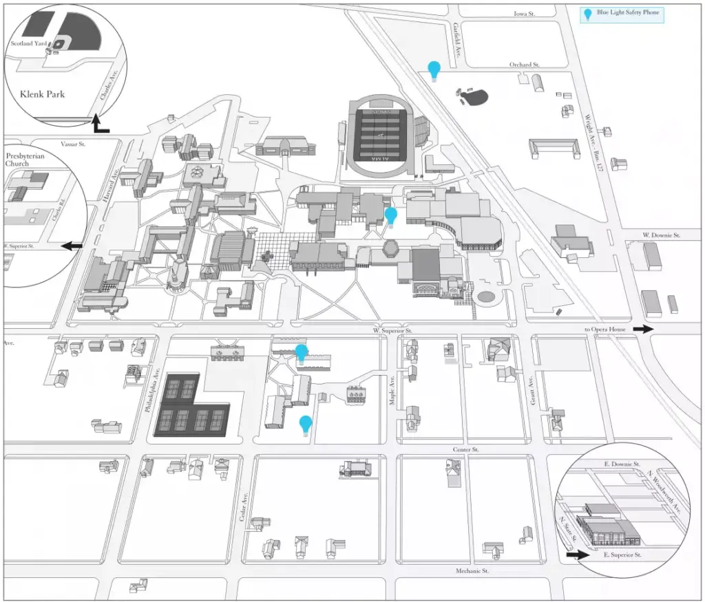 Campus blue light phone map