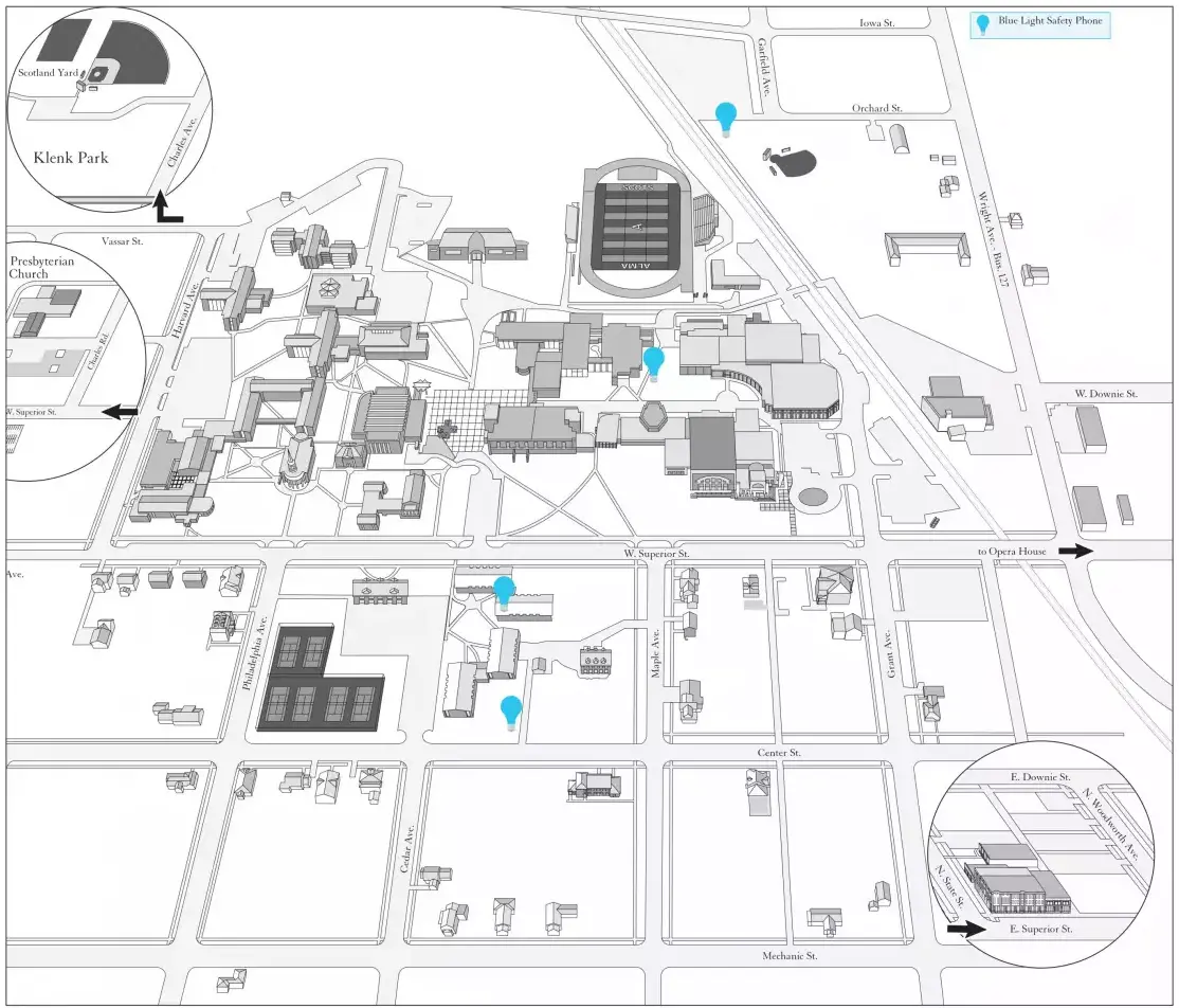 Campus blue light phone map