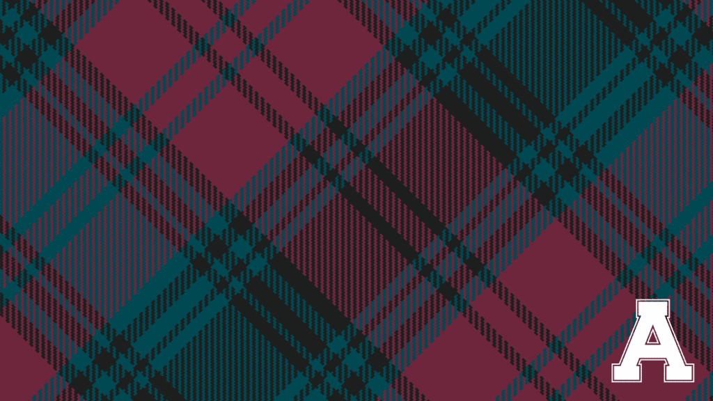 Alma wallpaper Tartan with logo version 2